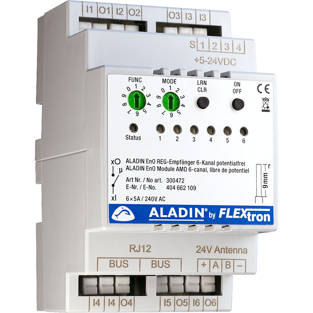 ALADIN EnO REG-Empfänger 6-Kanal, potentialfrei, ohne SPV - Flextron AG